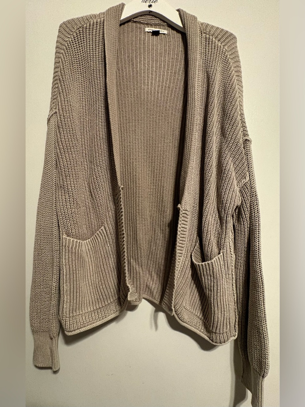 American Eagle Outfitters Open-Front Knit Cardigan - Taupe